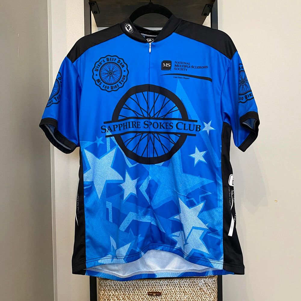 Louis Garneau Cycling Jersey Men’s Medium MS 150 Bike Tour Sapphire Spokes Club